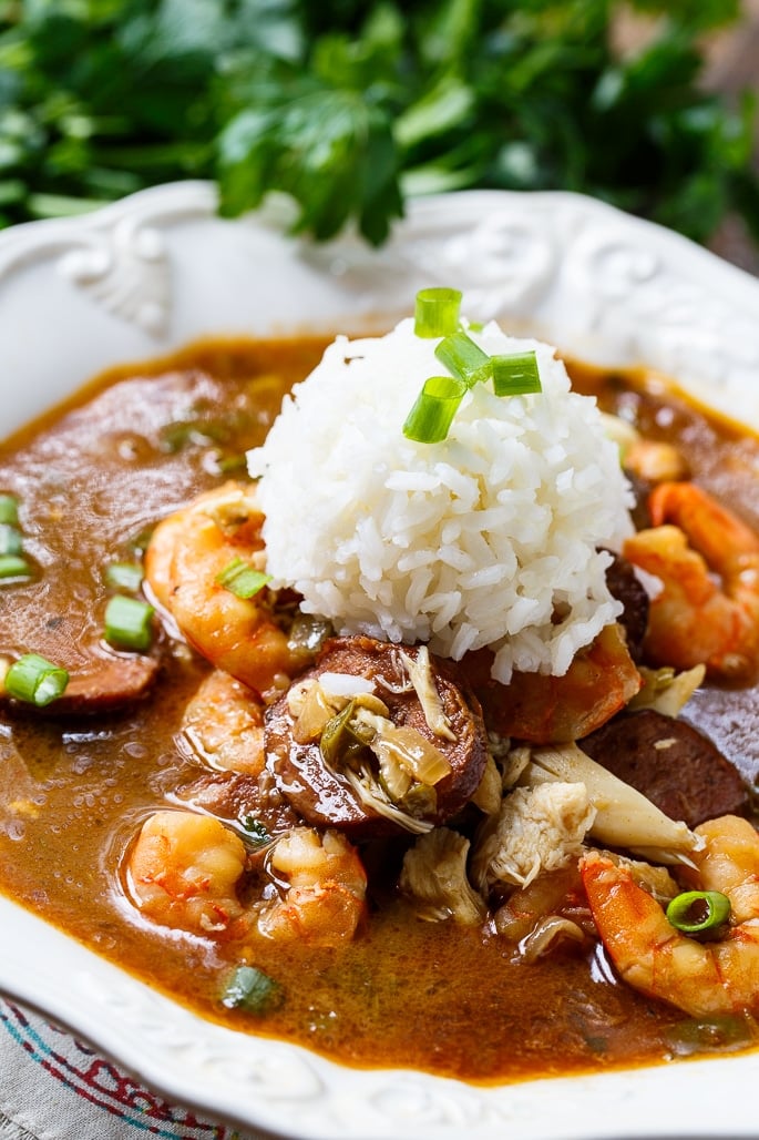 Seafood Gumbo with shrimp and crab