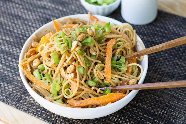 Sesame Peanut Noodles with edamame