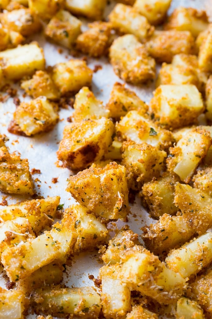 Shake and Bake Ranch Potatoes cook up crispy with so much flavor