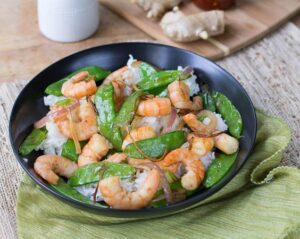 Gingered Stir Fry with Shrimp and Snow Peas