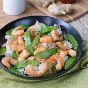 Gingered Stir Fry with Shrimp and Snow Peas