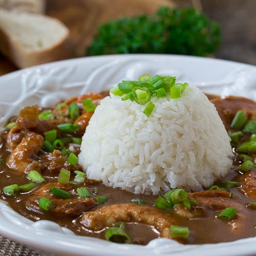 Shrimp Etouffee made with a super flavorful dark roux will bring a piece of the Big Easy to your kitchen