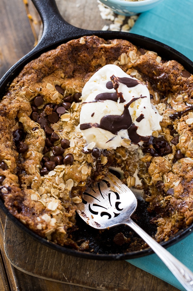 Chocolate Chip Peanut Butter Oatmeal Skillet Cookie Spicy Southern Kitchen