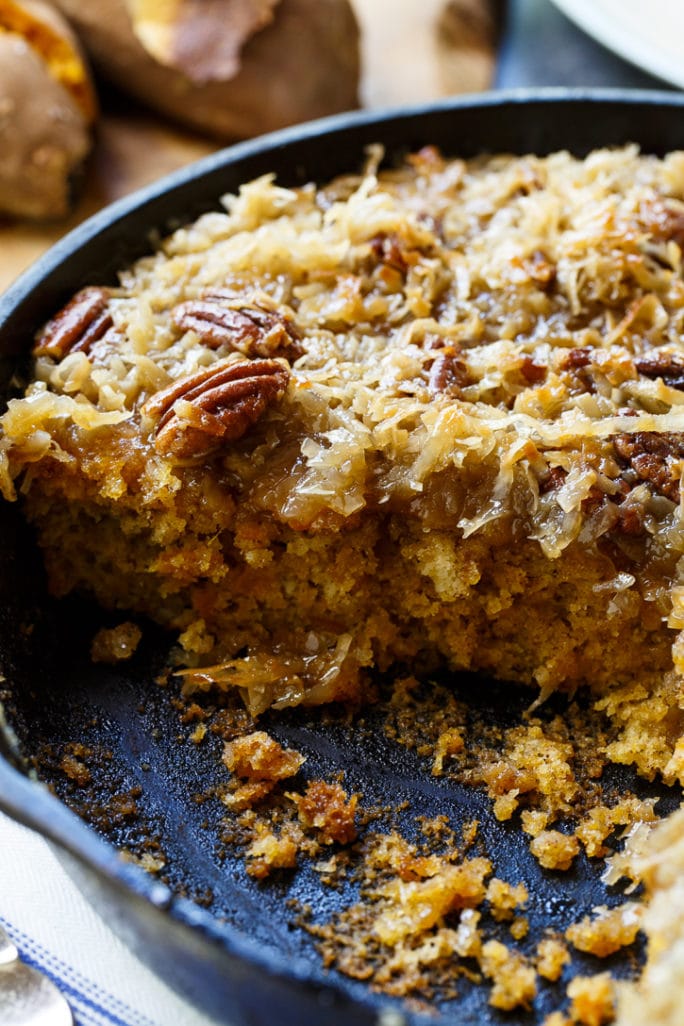 Skillet Sweet Potato Cake with Coconut Icing