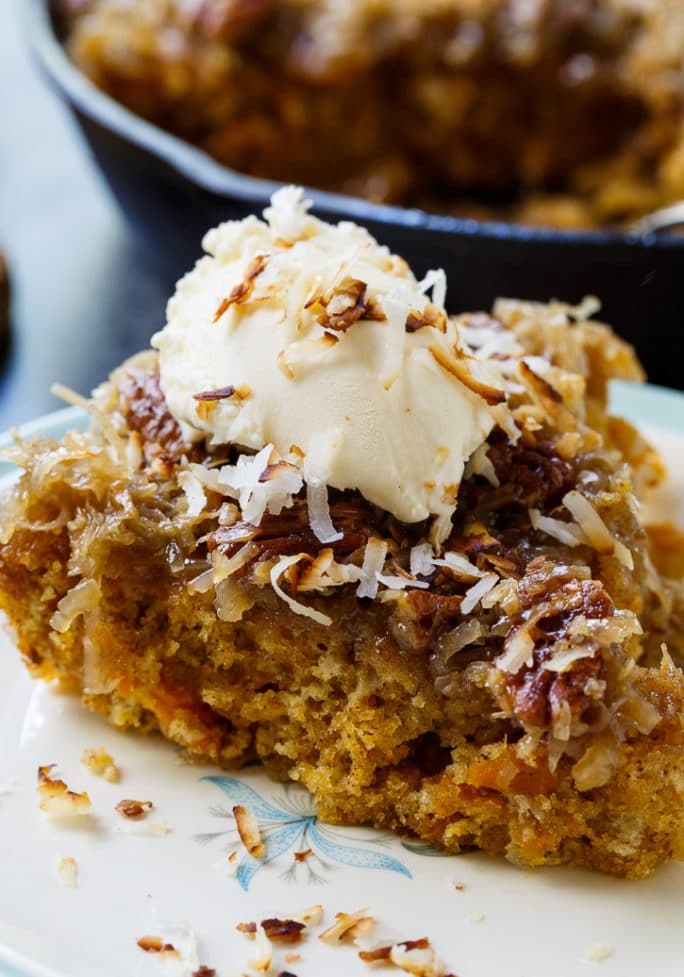 Skillet Sweet Potato Cake with Coconut Icing
