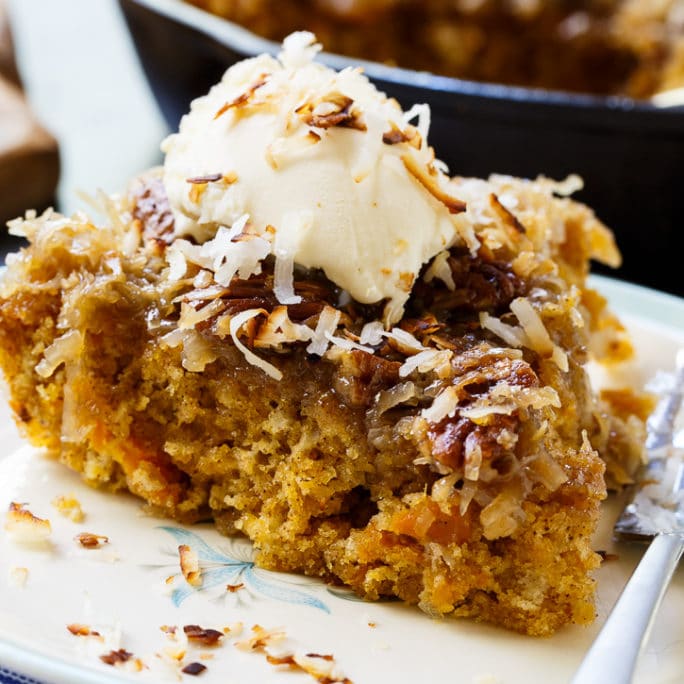 Skillet Sweet Potato Cake with Coconut Icing