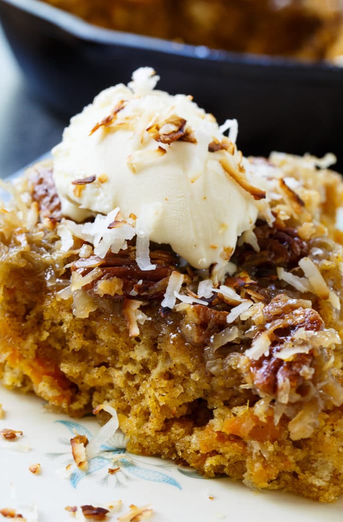 Skillet Sweet Potato Cake with Coconut Icing