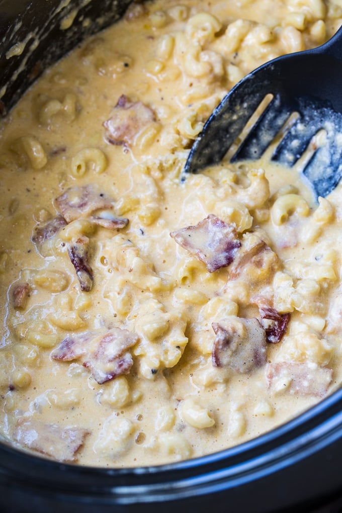 Mac and Cheese with bacon made in a crock pot