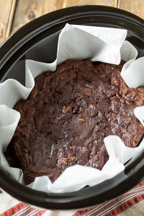 Slow Cooker Triple Chocolate Brownies