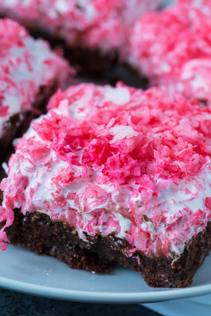 Sno Ball Brownies with marshmallow creme