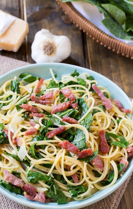 Southern Carbonara with Collard Greens and Country Ham