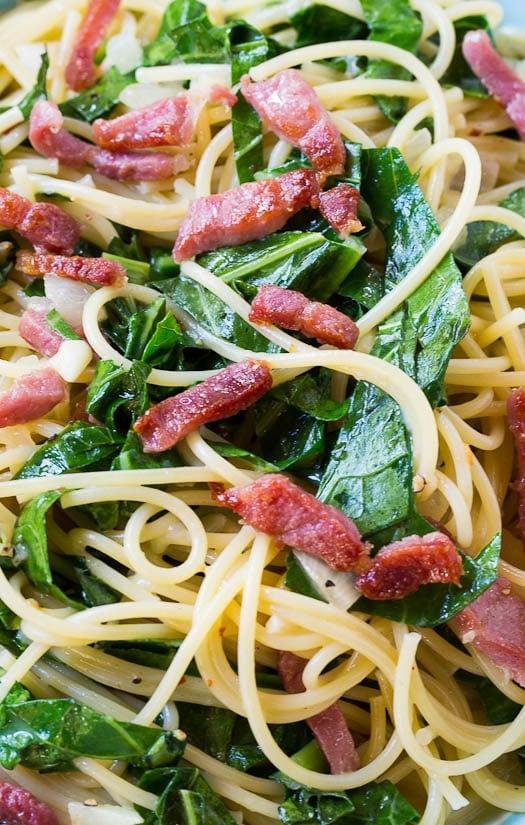 Southern Carbonara with Collard Greens and Country Ham