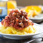 Spaghetti Squash with Spicy Meat Sauce
