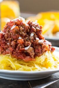 Spaghetti Squash with Spicy Meat Sauce