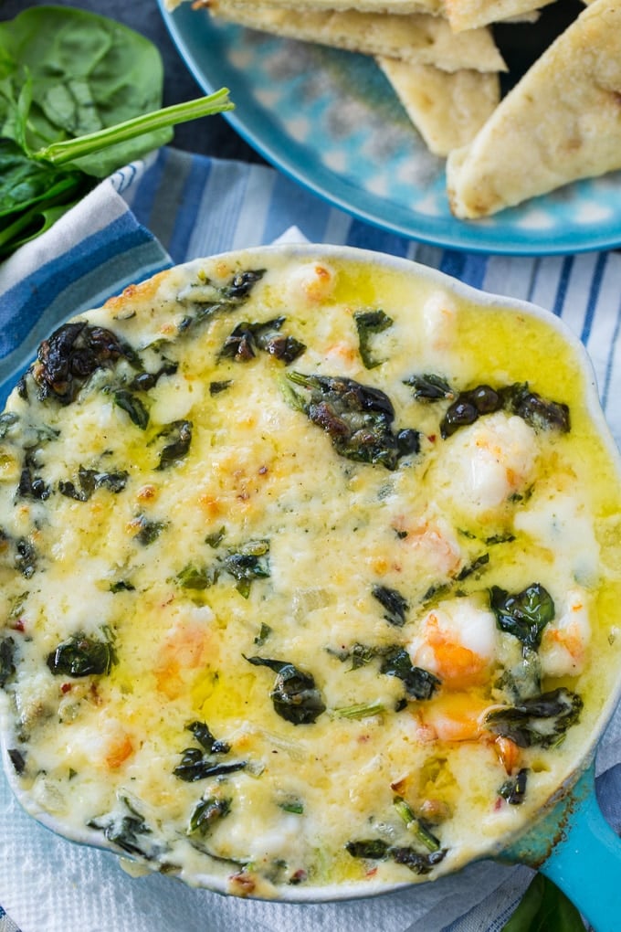 Cheesy Spinach and Shrimp Dip