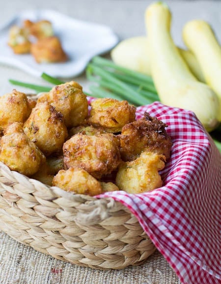 Zucchini Cheddar Hushpuppies - Two Lucky Spoons