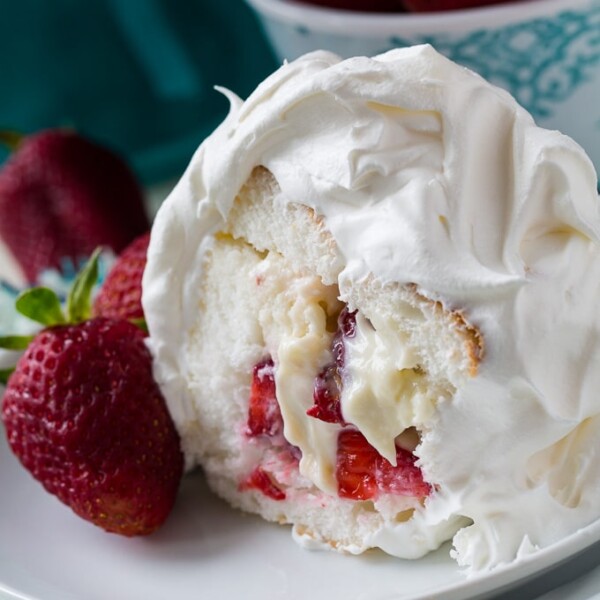 Strawberry Filled Angel Food Cake