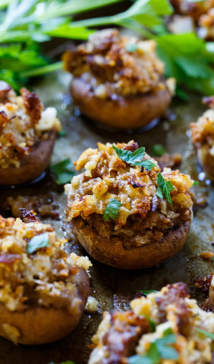 Sausage Stuffed Mushrooms are such an easy and delicious party appetizer.