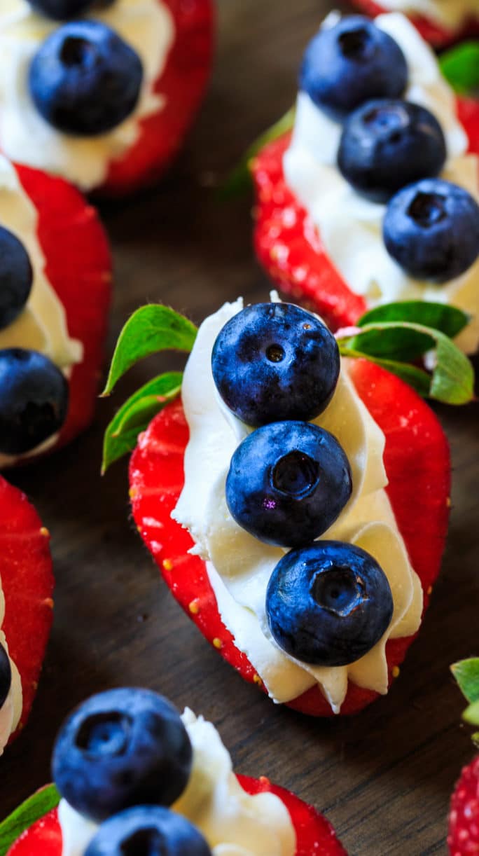 Red, White, and Blue Cheesecake Strawberries Spicy