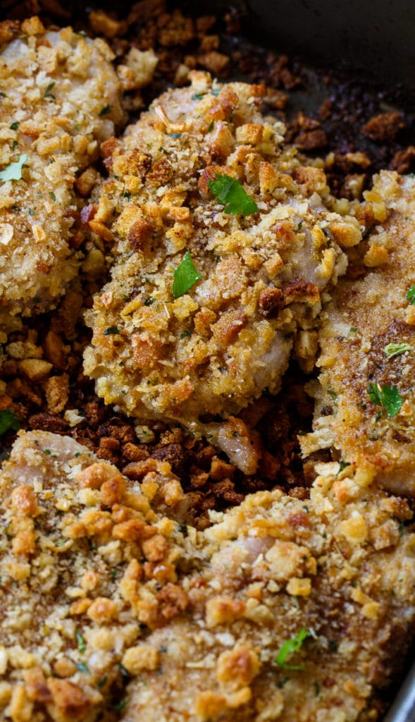Stuffing Coated Pork Chops - Spicy Southern Kitchen