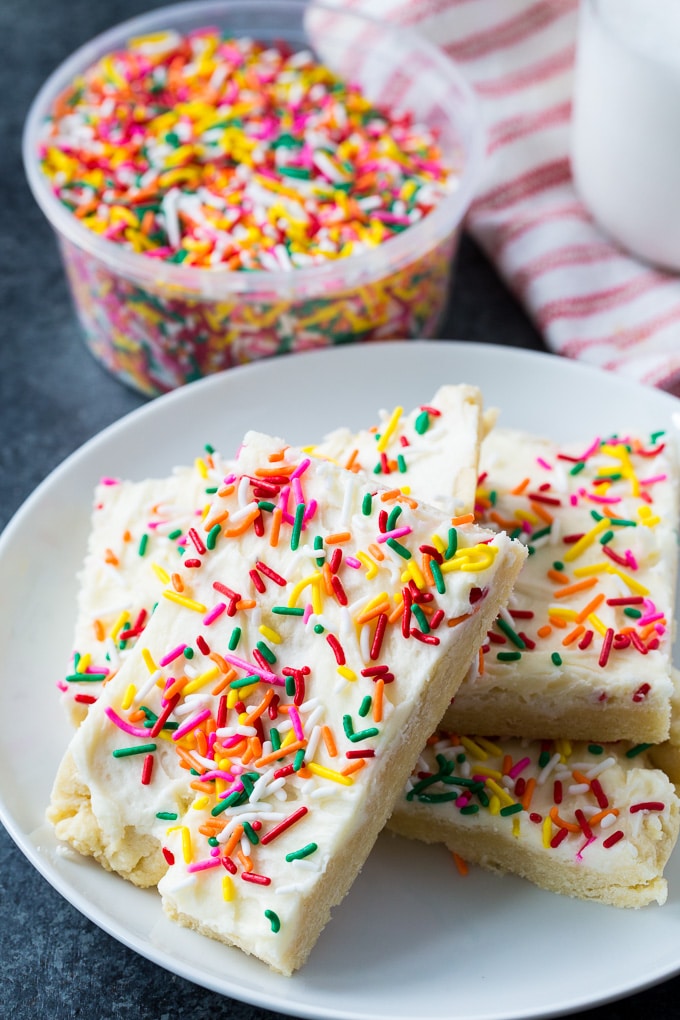 Sugar Cookie Bars with frosting