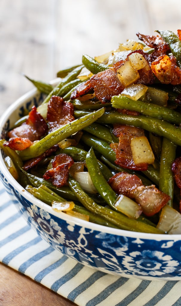 Sweet and Sour Green Beans with lots of bacon and onions.