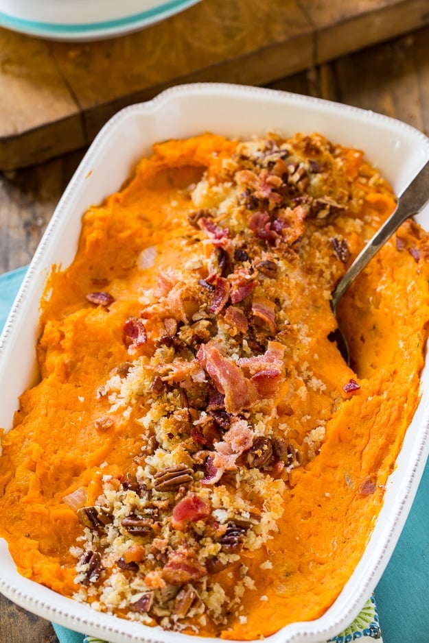 Savory Sweet Potato Casserole with Bacon and Gruyere