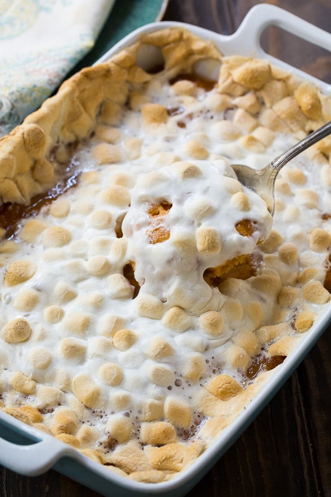 Sweet Potato Casserole with marshmallow topping