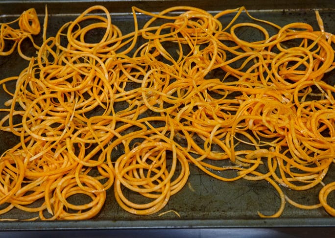 Sweet potato fries or chips are my weakness when it comes to salty snacks. I tend to greatly overindulge. With these Baked Sweet Potato Straws