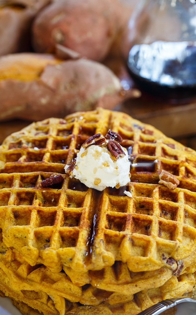 Sweet Potato Waffles with Pecans