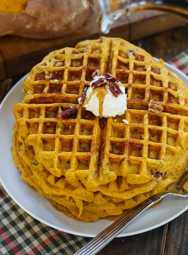 Sweet Potato Waffles with Pecans