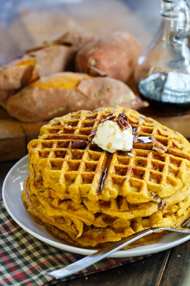 Sweet Potato Waffles with Pecans