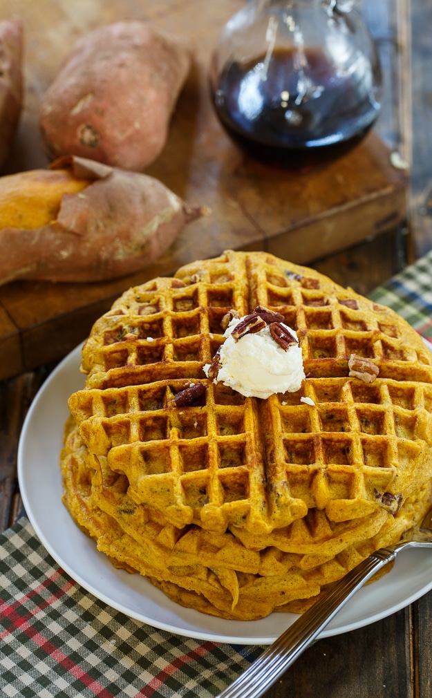 Sweet Potato Waffles with Pecans