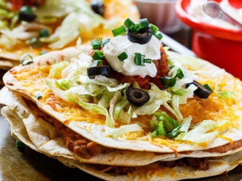Stacked Tortilla Taco Pizzas - Spicy Southern Kitchen