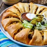 Taco Ring made with refrigerated crescent rolls.