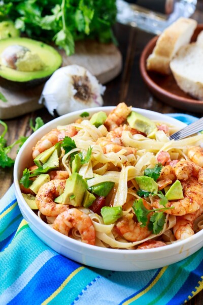 Avocado And Shrimp Fettucine