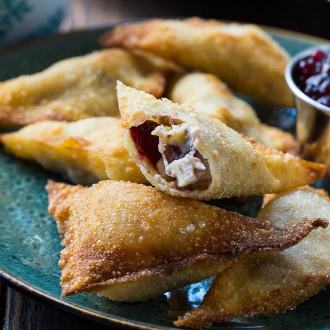 Thanksgiving Wontons made from Thanksgiving leftovers