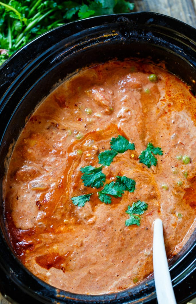 Tikka Masala in a black slow cooker.