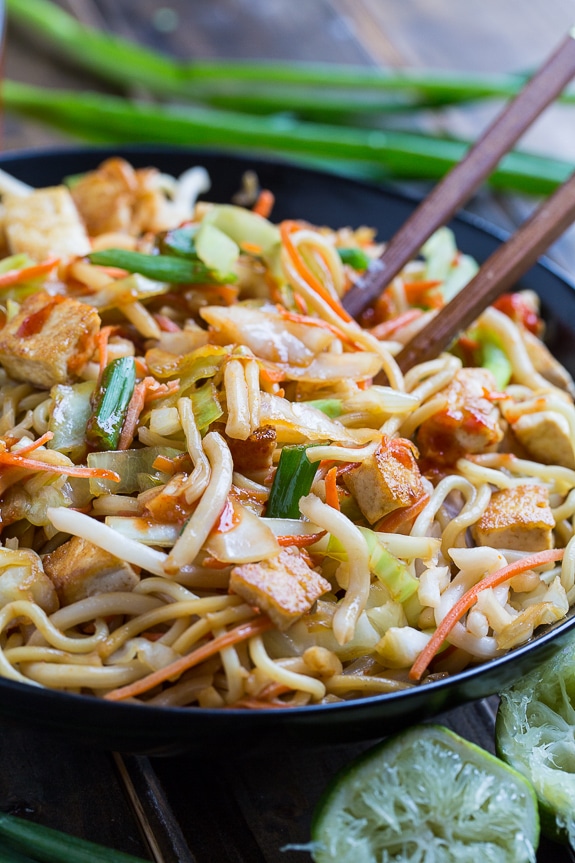 Sriracha Noodles with Tofu #vegetarian