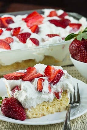 Tres Leches Cake with fresh Strawberries