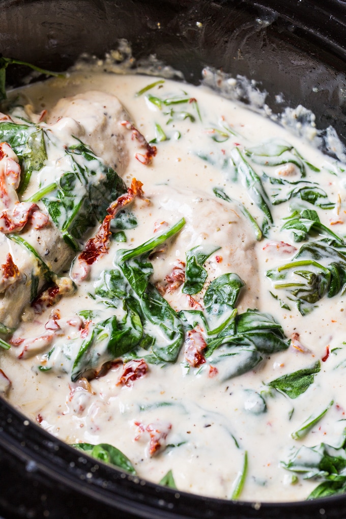 Slow Cooker Creamy Tuscan Chicken