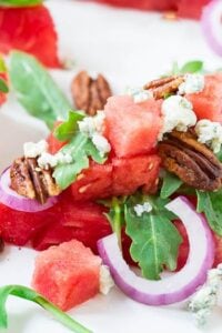 Watermelon and Blue Cheese Salad with Spicy Pecans