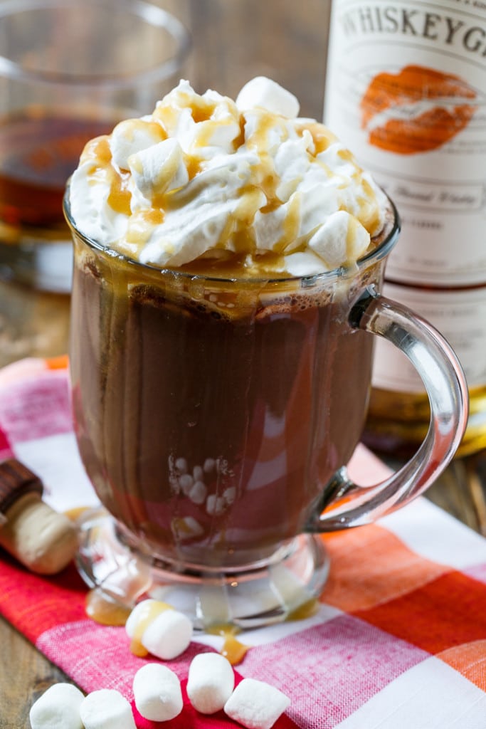 Butterscotch Whiskey Hot Chocolate- perfect for Valentine's Day.