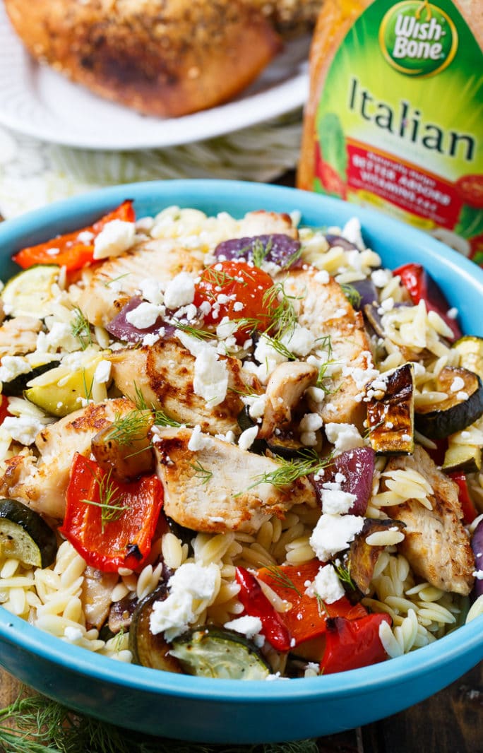 Orzo Pasta Salad with Chicken and Roasted Vegetables Spicy Southern