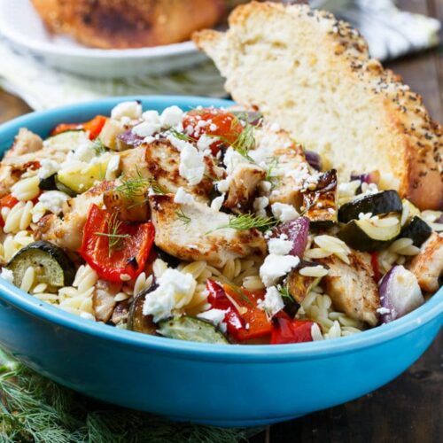 Orzo Pasta Salad with Chicken and Roasted Vegetables Spicy Southern