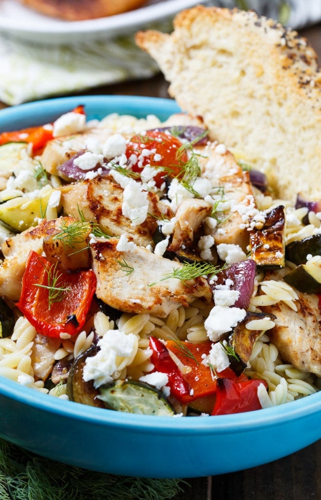 Orzo Pasta Salad with Chicken and Roasted Vegetables