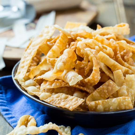 Fried Wonton Strips - only 2 ingredients needed