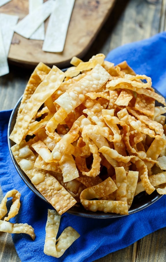Fried Wonton Strips - only 2 ingredients needed!