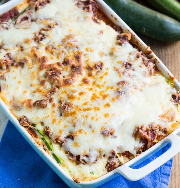 Zucchini Lasagna. A thick meat sauce and zucchini noodles make this lasagna a delicious gluten-free meal.