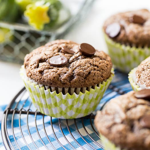 Dark Chocolate Zucchini Muffins